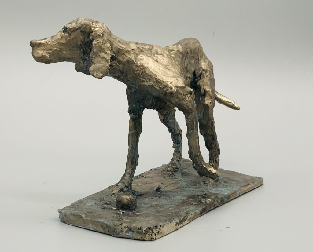 Dog with Ball in Bronze