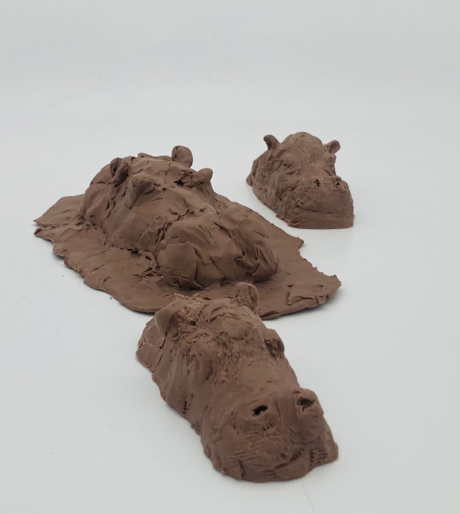 Hippo Head in Clay